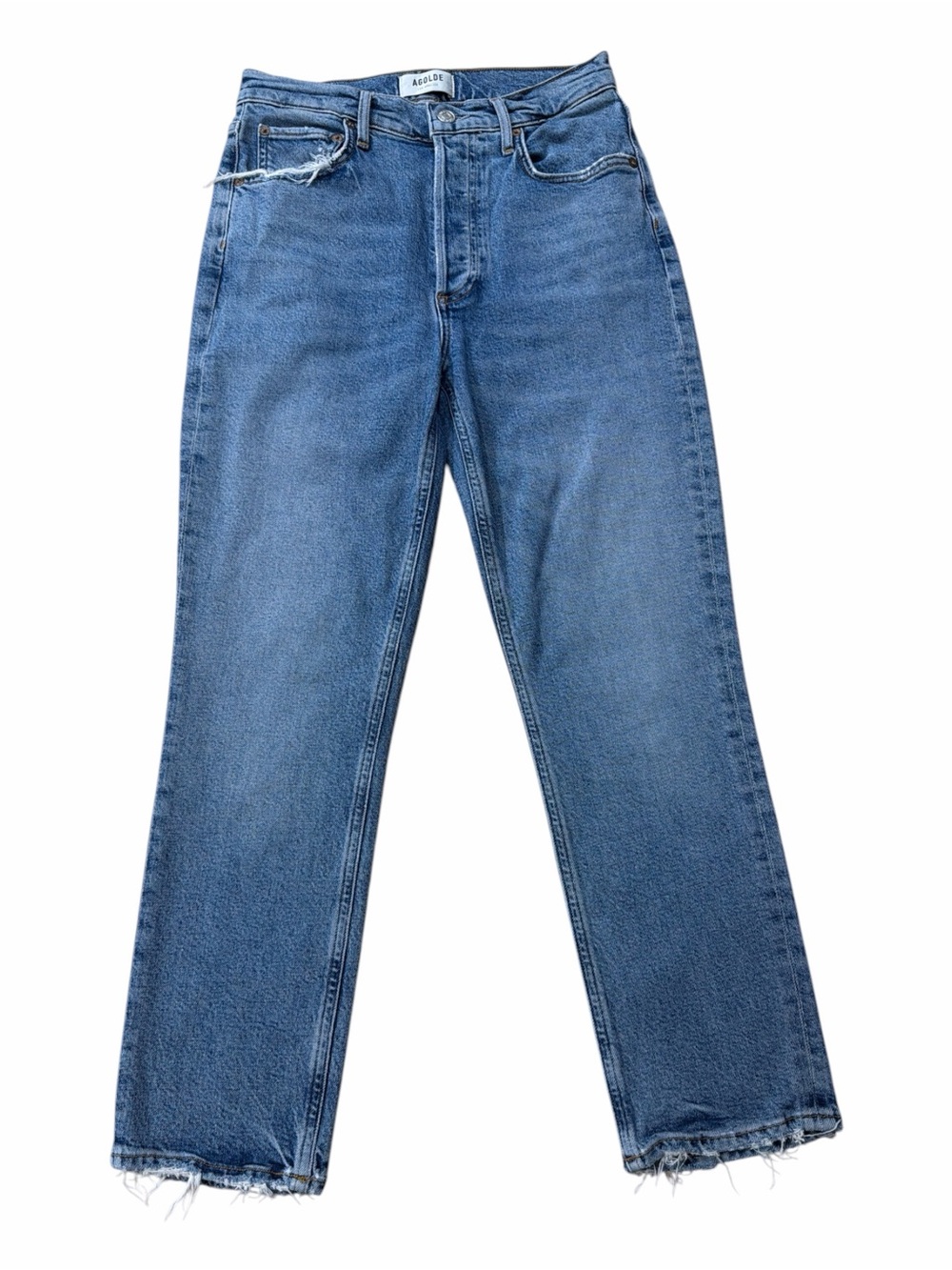 AGOLDE Riley Crop Blue Straight-Leg Jeans